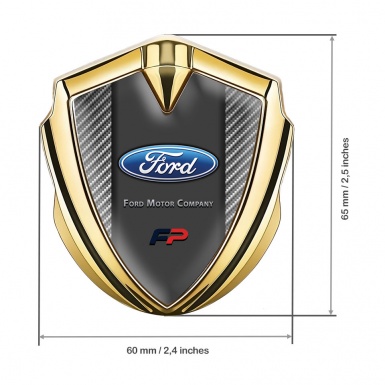Ford Metal 3D Domed Emblem Gold Light Carbon Performance Edition