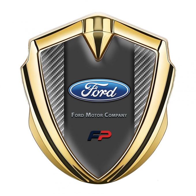Ford Metal 3D Domed Emblem Gold Light Carbon Performance Edition