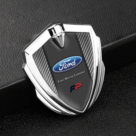 Ford Metal 3D Domed Emblem Silver Light Carbon Performance Edition