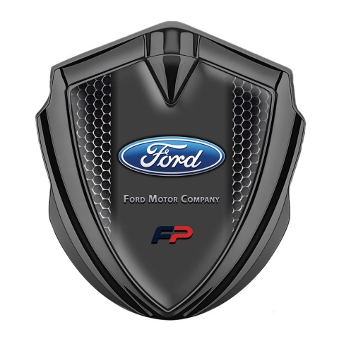 Ford Bodyside Badge Self Adhesive Graphite Perforated Steel Oval Logo