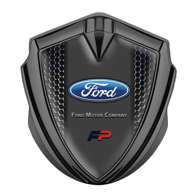 Ford Bodyside Badge Self Adhesive Graphite Perforated Steel Oval Logo