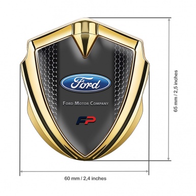 Ford Bodyside Badge Self Adhesive Gold Perforated Steel Oval Logo