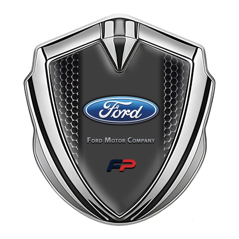 Ford Bodyside Badge Self Adhesive Silver Perforated Steel Oval Logo