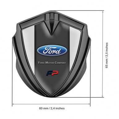 Ford FP Emblem Fender Badge Graphite Moon Grey Base Charcoal Accent