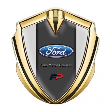 Ford FP Emblem Fender Badge Gold Moon Grey Base Charcoal Accent