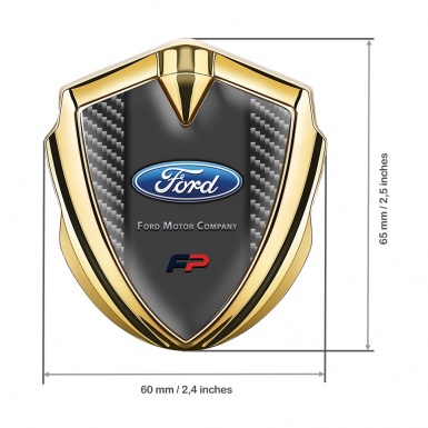 Ford FP Fender Emblem Badge Gold Dark Carbon Elliptic Logo Edition