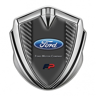 Ford FP Fender Emblem Badge Silver Dark Carbon Elliptic Logo Edition