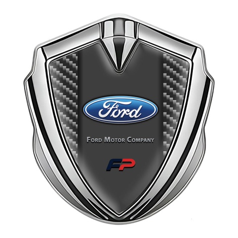 Ford FP Fender Emblem Badge Silver Dark Carbon Elliptic Logo Edition