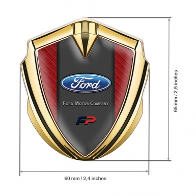 Ford Emblem Self Adhesive Gold Red Carbon Texture Classic Design