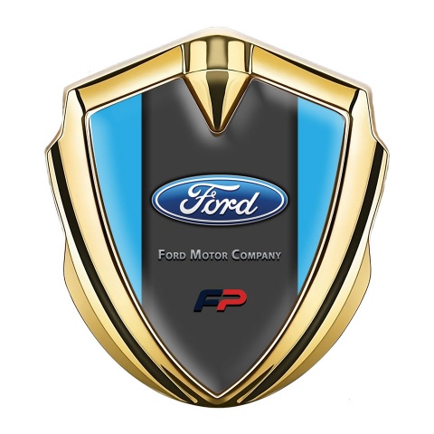 Ford Trunk Emblem Badge Gold Icy Blue Frame Performance Version