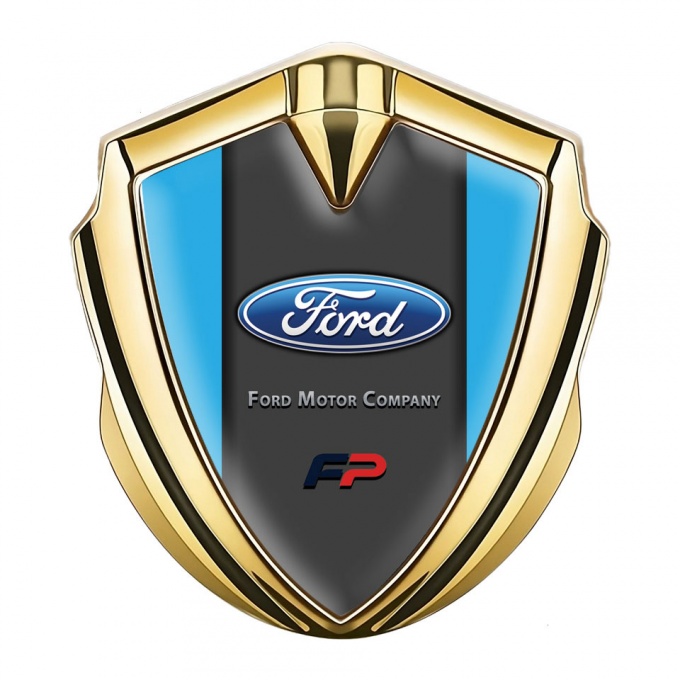 Ford Trunk Emblem Badge Gold Icy Blue Frame Performance Version
