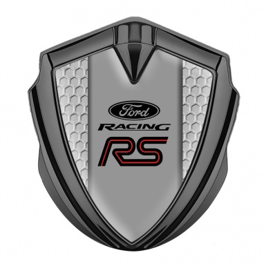 Ford RS Metal Emblem Self Adhesive Graphite Grey Honeycomb Racing Logo