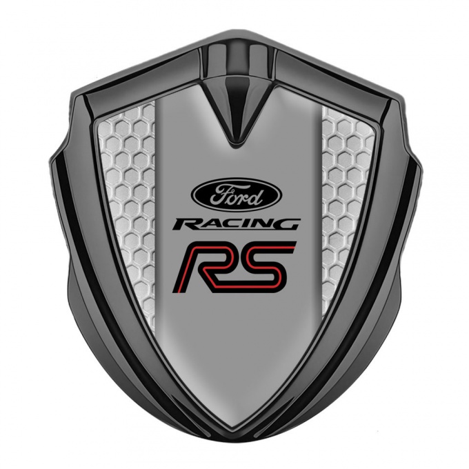 Ford RS Metal Emblem Self Adhesive Graphite Grey Honeycomb Racing Logo