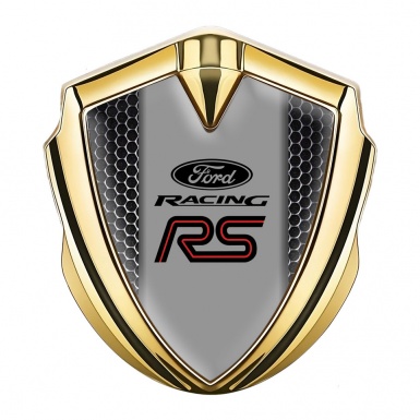 Ford RS Fender Emblem Badge Gold Dark Grate Red Racing Logo