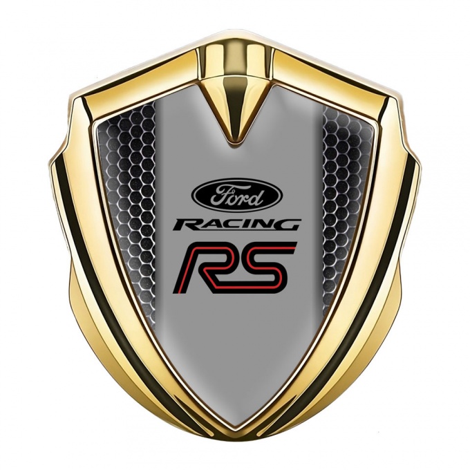 Ford RS Fender Emblem Badge Gold Dark Grate Red Racing Logo