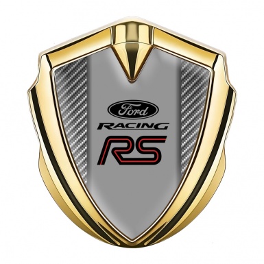 Ford RS Emblem Trunk Badge Gold Light Carbon Pattern Red Line Logo