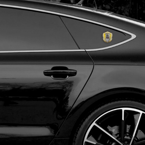 Ford RS Emblem Self Adhesive Gold Yellow Fill Racing Logo Edition