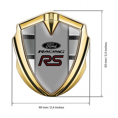 Ford RS Metal 3D Domed Emblem Gold Grey Hexagon Gradient Palette Design