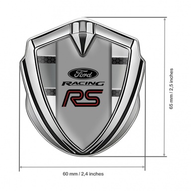 Ford RS Metal 3D Domed Emblem Silver Grey Hexagon Gradient Palette Design