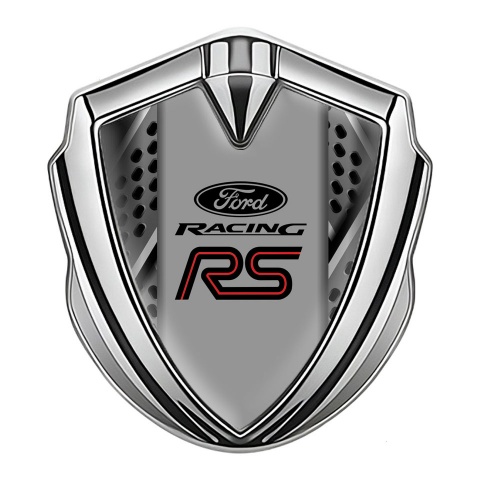 Ford RS Bodyside Badge Self Adhesive Silver Multi Pattern Red Line Logo
