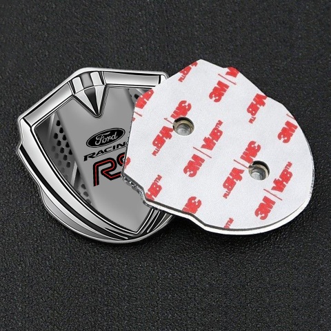 Ford RS Bodyside Badge Self Adhesive Silver Multi Pattern Red Line Logo