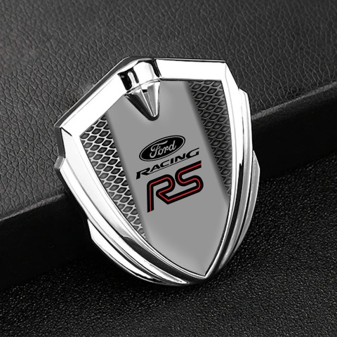 Ford RS Fender Emblem Badge Silver Steel Grate Center Column Template