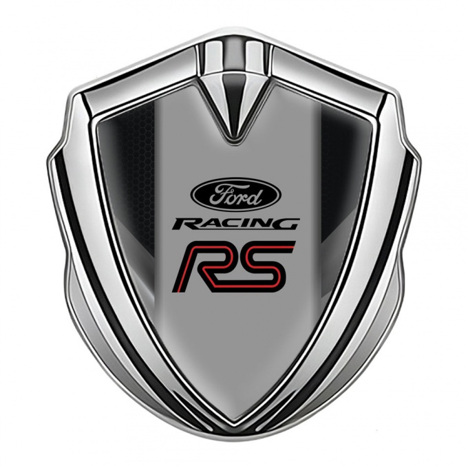 Ford RS Emblem Self Adhesive Silver Black Grey Fragments Sport Logo