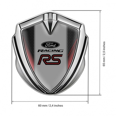 Ford RS Bodyside Emblem Badge Silver Fine Charcoal Mesh Racing Design