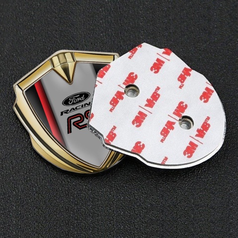 Ford RS Trunk Emblem Badge Gold Black Shade Red Accent Stripe Design