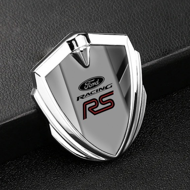 Ford RS Bodyside Domed Emblem Silver Dual Frame Texture Racing Spirit