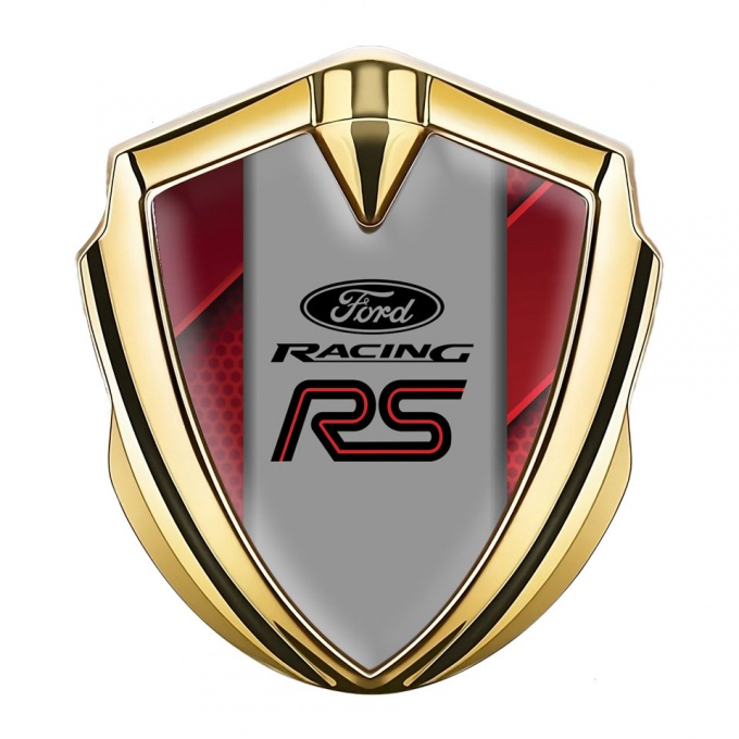 Ford RS Metal Emblem Self Adhesive Gold Red Template Racing Edition