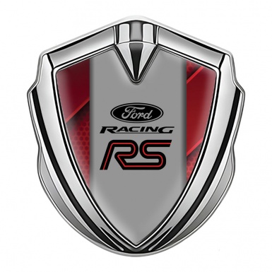 Ford RS Metal Emblem Self Adhesive Silver Red Template Racing Edition