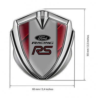 Ford RS Metal Emblem Self Adhesive Silver Red Template Racing Edition