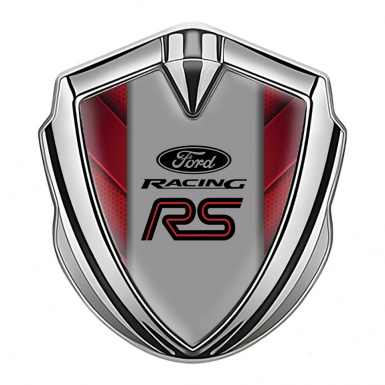 Ford RS Trunk Emblem Badge Silver Red Fragments Racing Logo Design