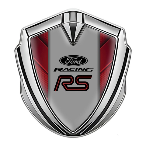 Ford RS Trunk Emblem Badge Silver Red Fragments Racing Logo Design