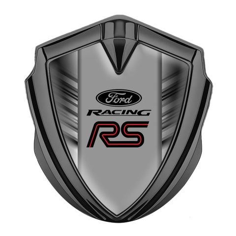Ford RS Emblem Car Badge Graphite Greyscale Stripes Sport Edition
