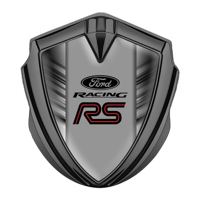 Ford RS Emblem Car Badge Graphite Greyscale Stripes Sport Edition