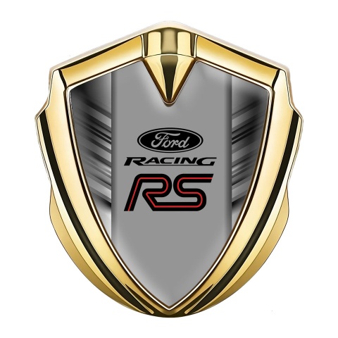 Ford RS Emblem Car Badge Gold Greyscale Stripes Sport Edition