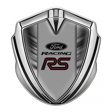 Ford RS Emblem Car Badge Silver Greyscale Stripes Sport Edition