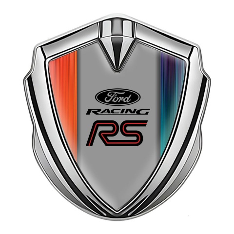 Ford Emblem Badge Self Adhesive Silver Vivid Gradient Racing Edition