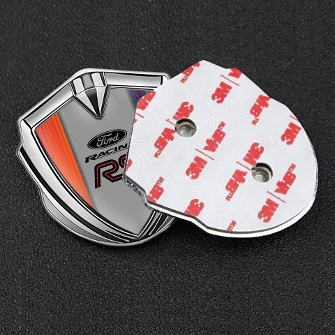 Ford Emblem Badge Self Adhesive Silver Vivid Gradient Racing Edition