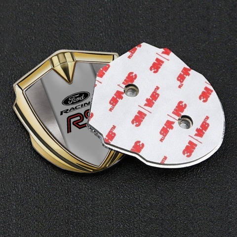 Ford RS Fender Emblem Badge Gold Metallic Sheet Pattern Racing Logo