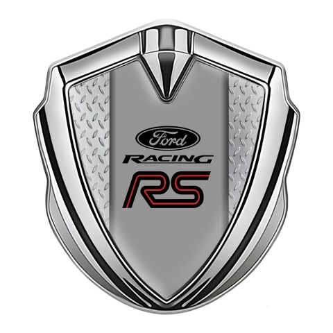 Ford RS Bodyside Emblem Badge Silver Industrial Steel Racing Design