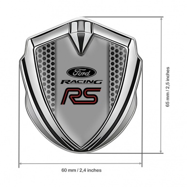 Ford RS Trunk Emblem Badge Silver Honeycomb Frame Rallye Sport Logo