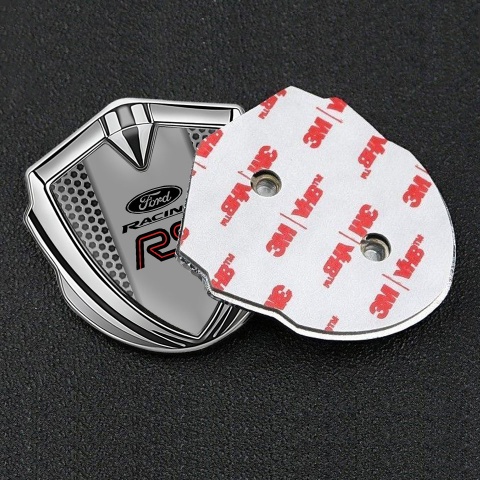 Ford RS Trunk Emblem Badge Silver Honeycomb Frame Rallye Sport Logo