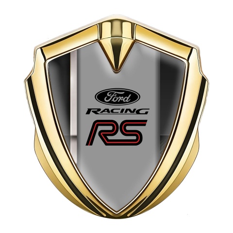 Ford RS Emblem Badge Self Adhesive Gold Black White Racing Stripe