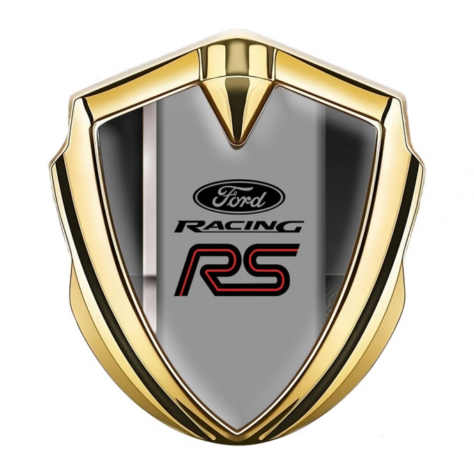 Ford RS Emblem Badge Self Adhesive Gold Black White Racing Stripe