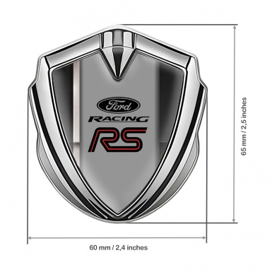 Ford RS Emblem Badge Self Adhesive Silver Black White Racing Stripe