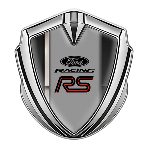 Ford RS Emblem Badge Self Adhesive Silver Black White Racing Stripe