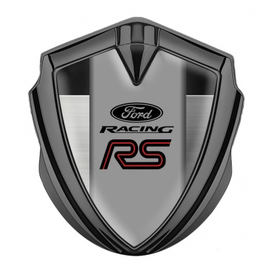Ford RS Emblem Fender Badge Graphite Brushed Aluminum Racing Edition